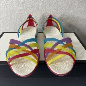 Crocs Isabella Huarache Flat Sandals Rainbow Multicolor Strappy Women's 11 US